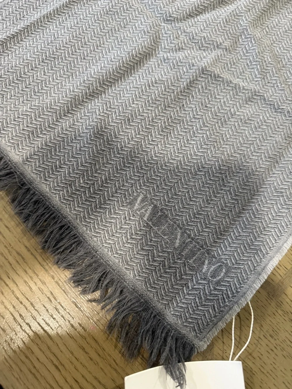 Valentino Gray Herringbone Men's Scarf